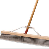(CB-00XX) Complete Push Broom, Gray Poly Flagged with Brown Plastic Bristles.