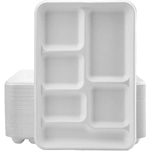 (PA-2900) White 5-Compartment School Lunch Tray