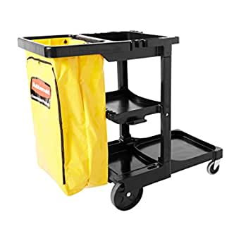 (CE-0550) Rubbermaid Commercial Housekeeping 3-Shelf Cart with Zippered Yellow Vinyl bag