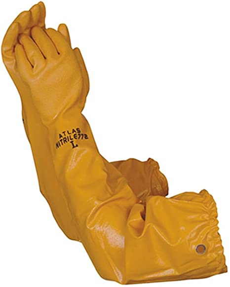 (CG-0290) Gloves, Nitrile, Yellow, Elbow Length Chemical Resistant Gloves, 26