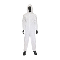 (CV-05XX) Disposable Coverall, Breathable Bar, White elastic wrists and ankles; PPEo