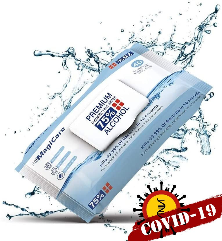 (CH-9030) Premium Alcohol (75%) Wet Wipes, 40 wipes per pack.